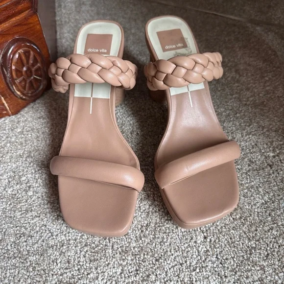 Dolce Vita Tan Braided Women's Heels - Picture 2 of 5